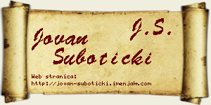 Jovan Subotički vizit kartica